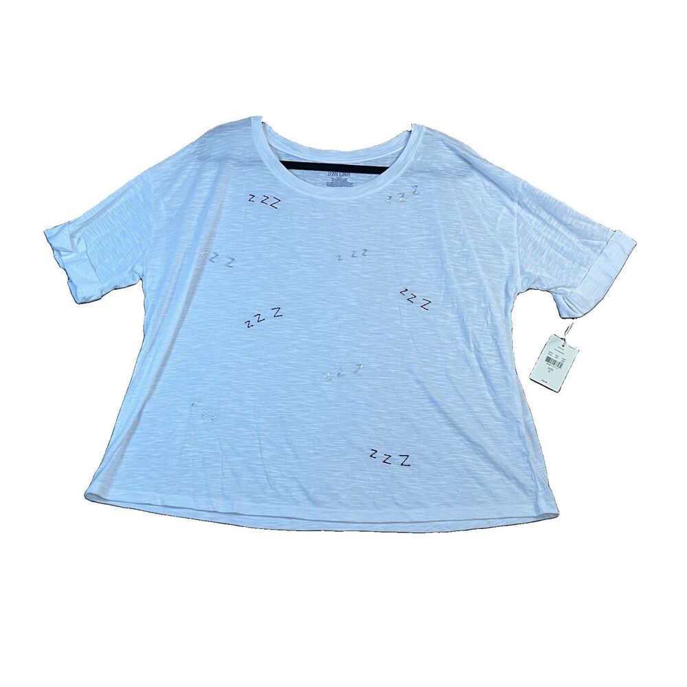 Jasmine & Ginger ZZZ Embroidered White Short Sleeve Top Womens Size XL NEW